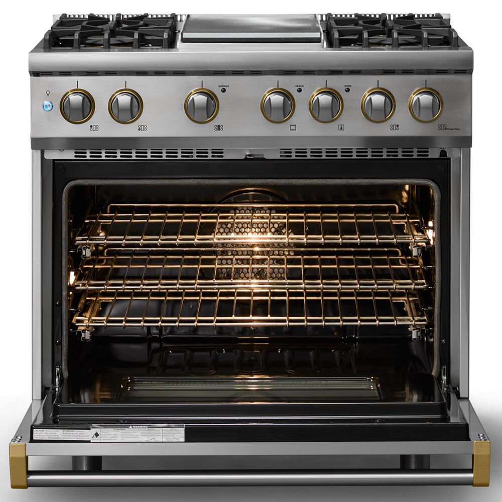 Viking Range 36" Dual Fuel Range with Brushed Brass Accents in Stainless Steel, , large