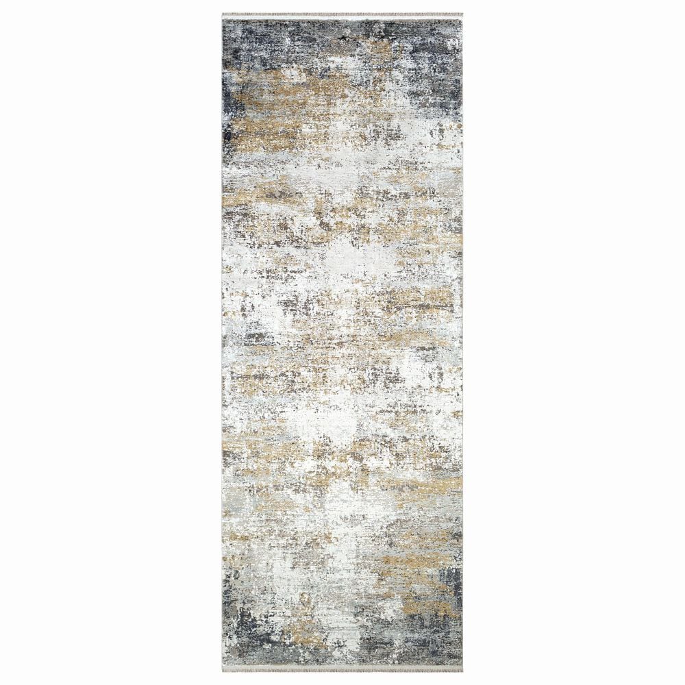 Surya Solar 3" x 8" Charcoal, Gray, Saffron and White Runner, , large