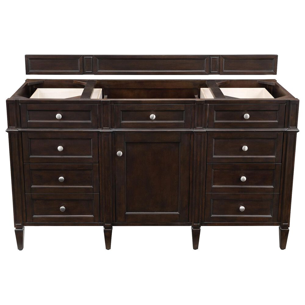 James Martin Vanities Brittany 60" Single Bathroom Vanity in Burnished Mahogany with 3 cm Ethereal Noctis Quartz Top and Rectangle Sink, , large