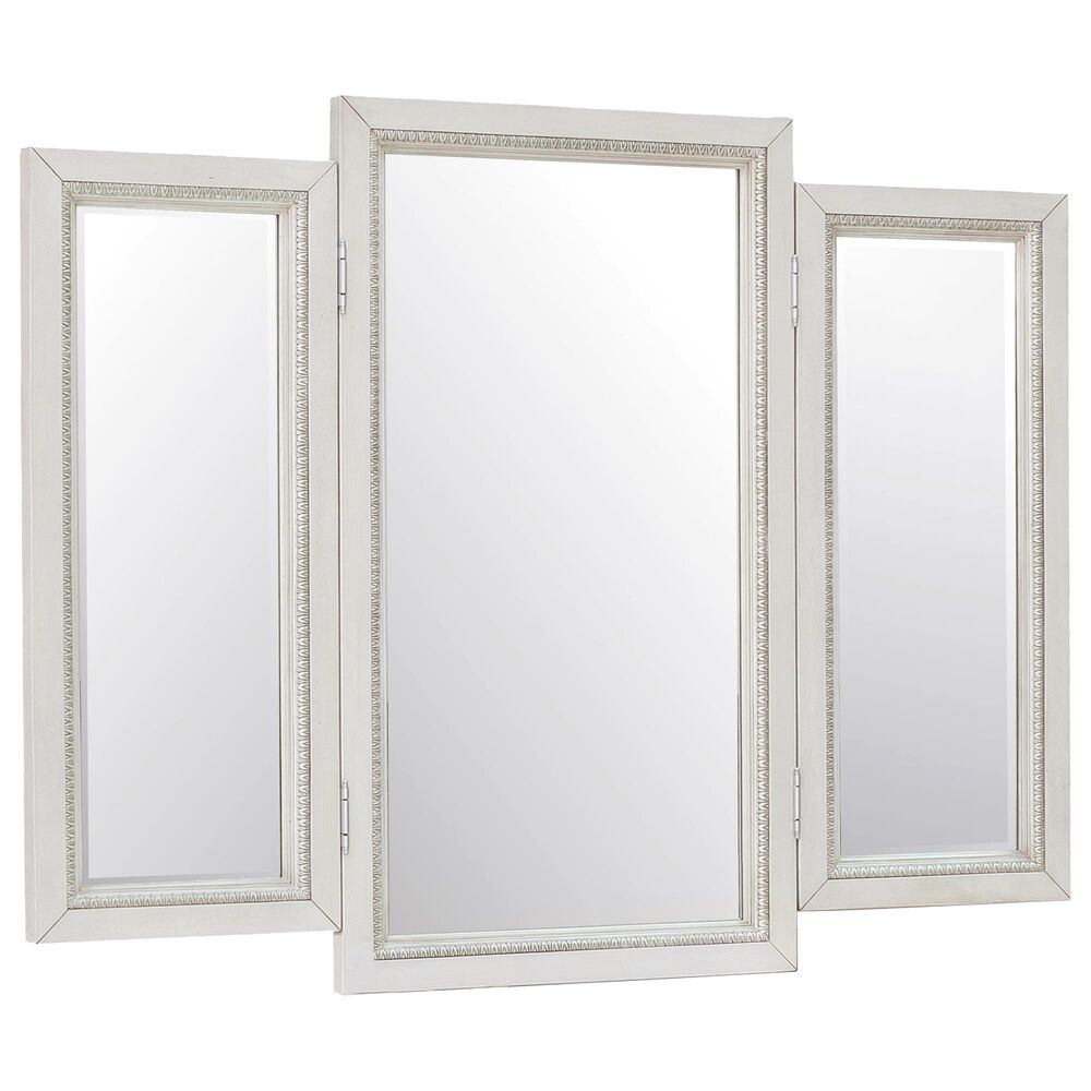 Pulaski Furniture Corp Camila Vanity and Mirror in White and Silver, , large