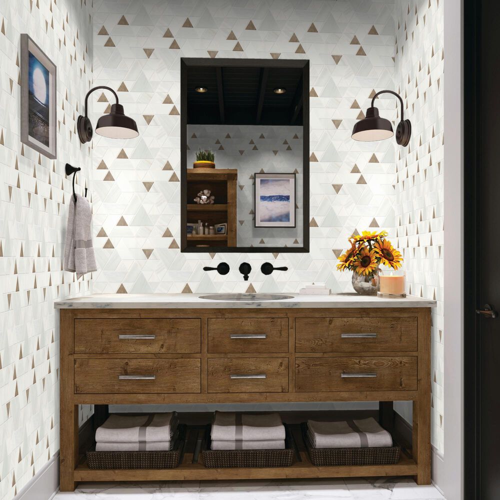 Dal-Tile Pietra Divina Calacatta Dolomiti Gray Blend Spectrum Mosaic Tile, , large