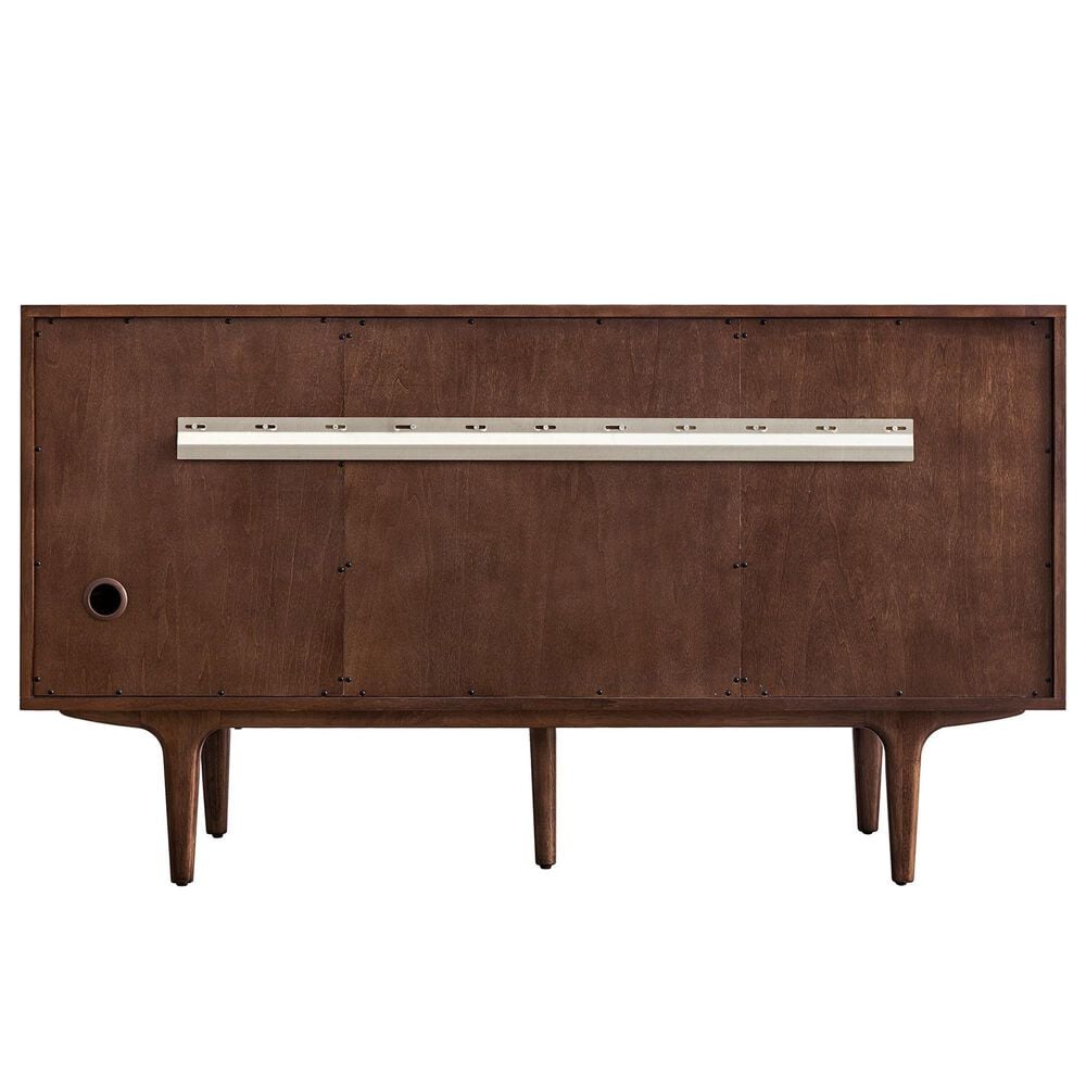 James Martin Vanities Amberly 60&quot; Double Bathroom Vanity in Mid-Century Walnut with 3 cm Parisien Bleu Quartz Top and Rectangular Sinks, , large