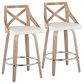 LumiSource Charlotte Swivel Counter Stool with White Faux Leather Upholstery in Whitewashed and Chrome (Set of 2), , large