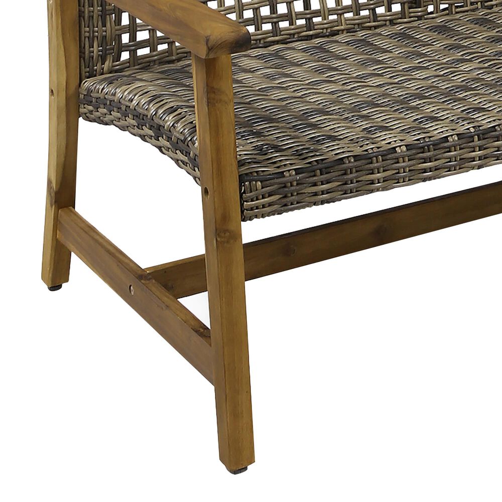 Hearth and Haven Hampton Outdoor Wicker Sofa with Wooden Frame in Grey and Natural, , large
