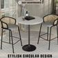 Leisuremod Verve 36" Round Bar Height Dining Table with Sintered Stone Top in Black and White - Table Only, , large