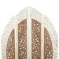 Maple and Jade 4-Panel Partition Room Divider Screen with Carved Designs in Brown and White, , large