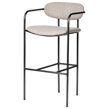 Mercana Parker Bar Stool with Beige Cushion in Gray, , large