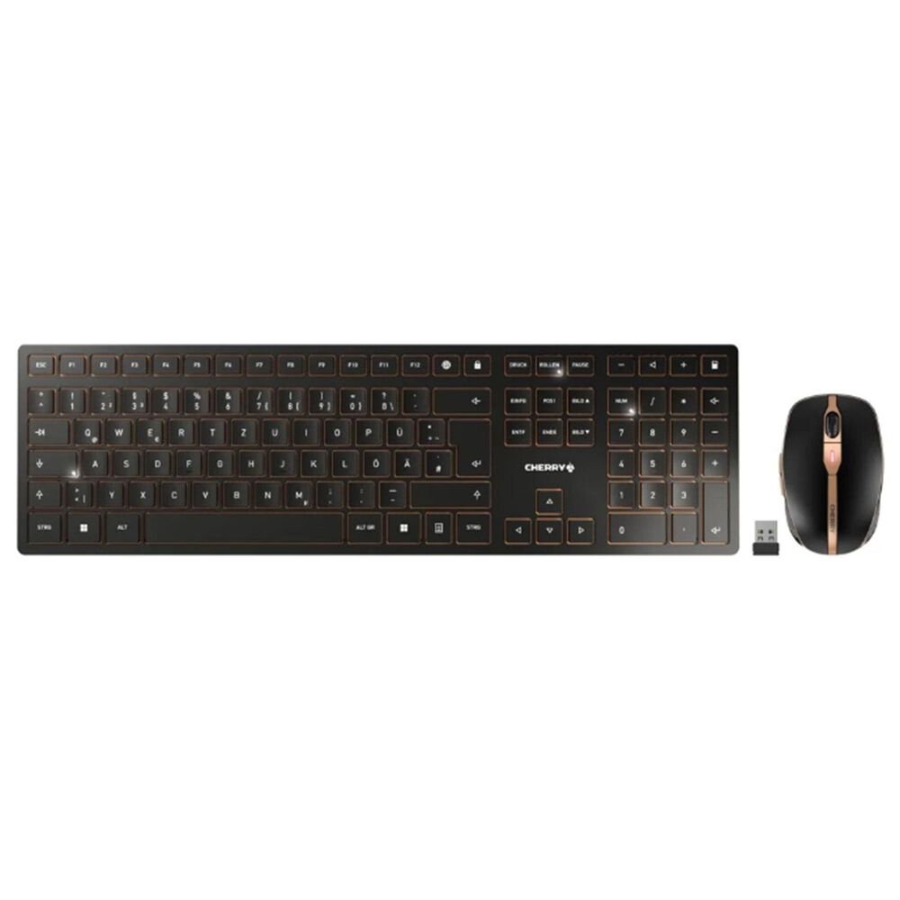 Cherry Slim Wireless Keyboard and Mouse Combo in Black and Bronze, , large