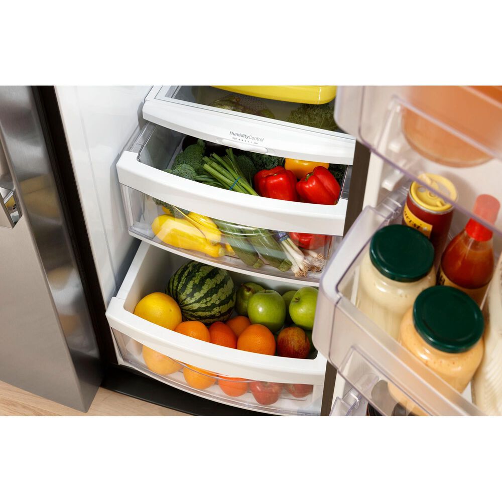GE Appliances 23 Cu. Ft. Side by Side Refrigerator with External Dispenser in Fingerprint Resistant Stainless Steel, , large