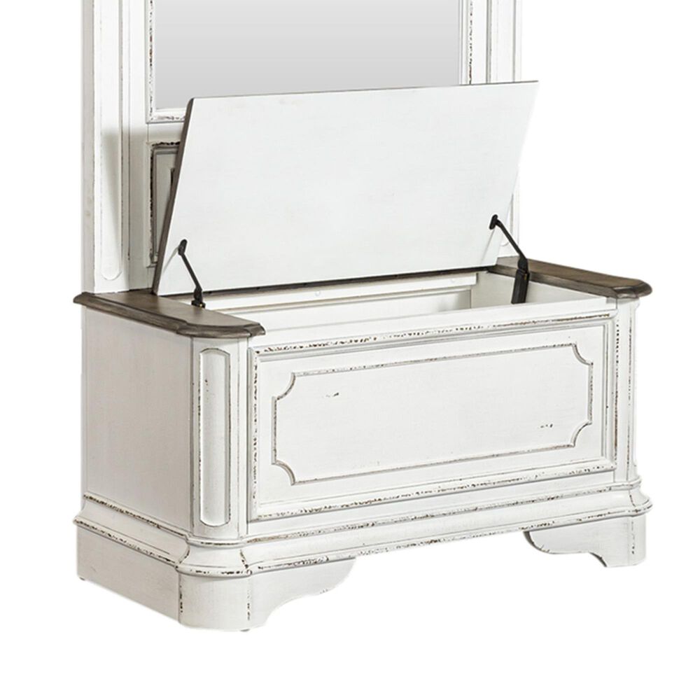 Belle Furnishings Magnolia Manor Hall Tree in Antique White and Weathered Brown, , large