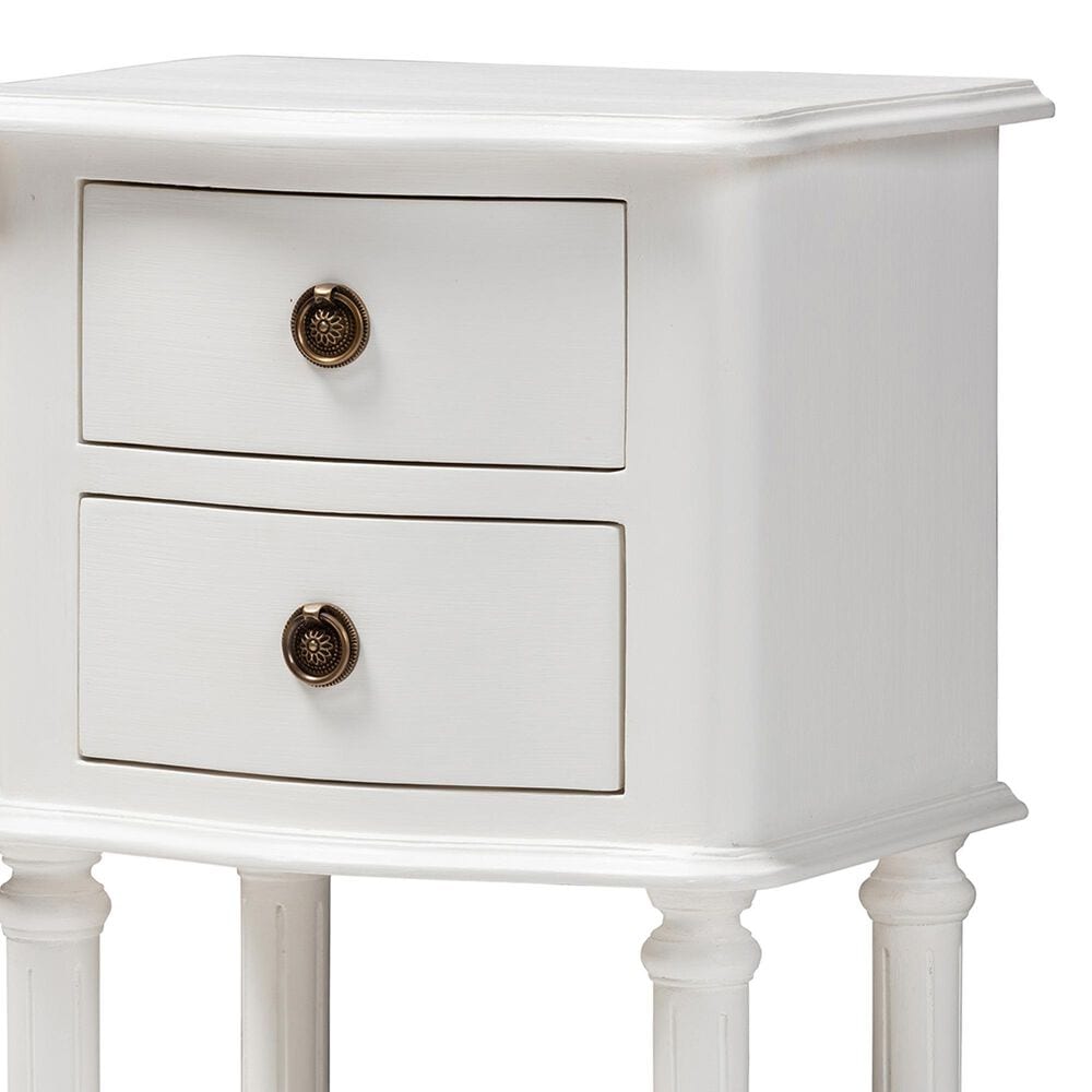 Baxton Studio Audrey 2-Drawer Nightstand in White, , large