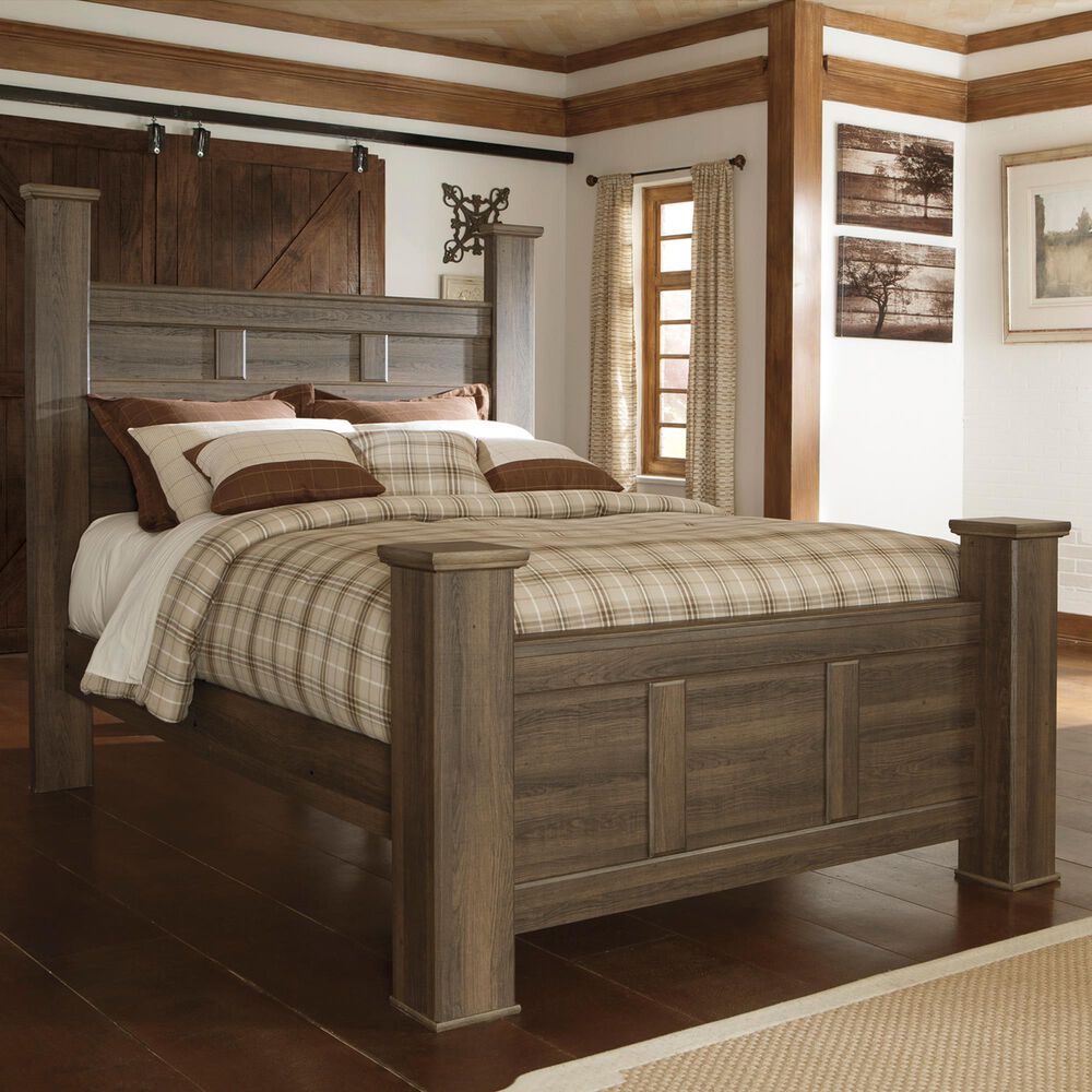 Ashley Juararo Queen Poster Bed in Dark Brown, , large