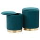 Lumisource Marla 2-Piece Nesting Pleated Ottoman Set Peacock Teal, , large