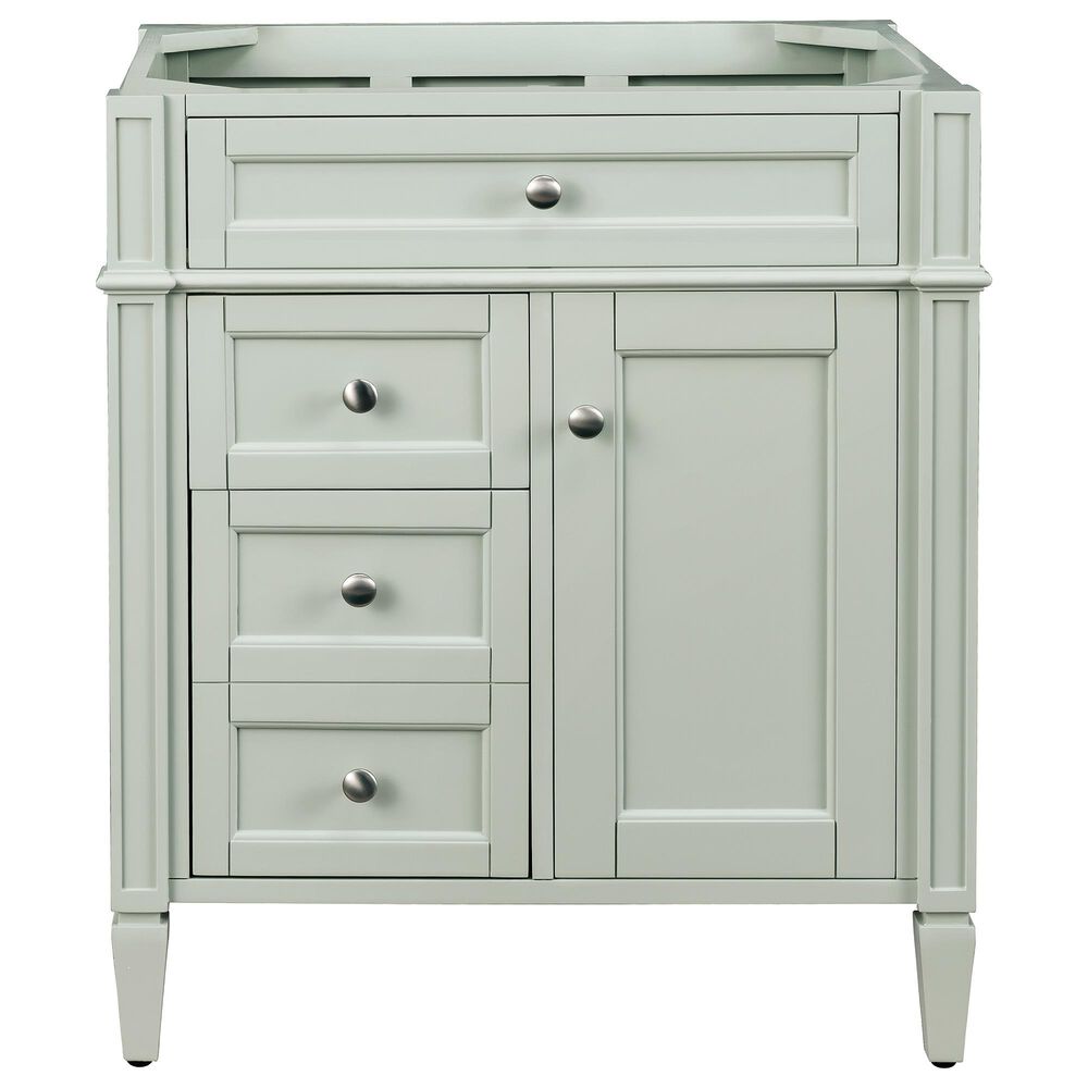 James Martin Vanities Brittany 30" Single Bathroom Vanity in Sage Green with Single Hole 3 cm White Zeus Quartz Top and Rectangular Sink, , large