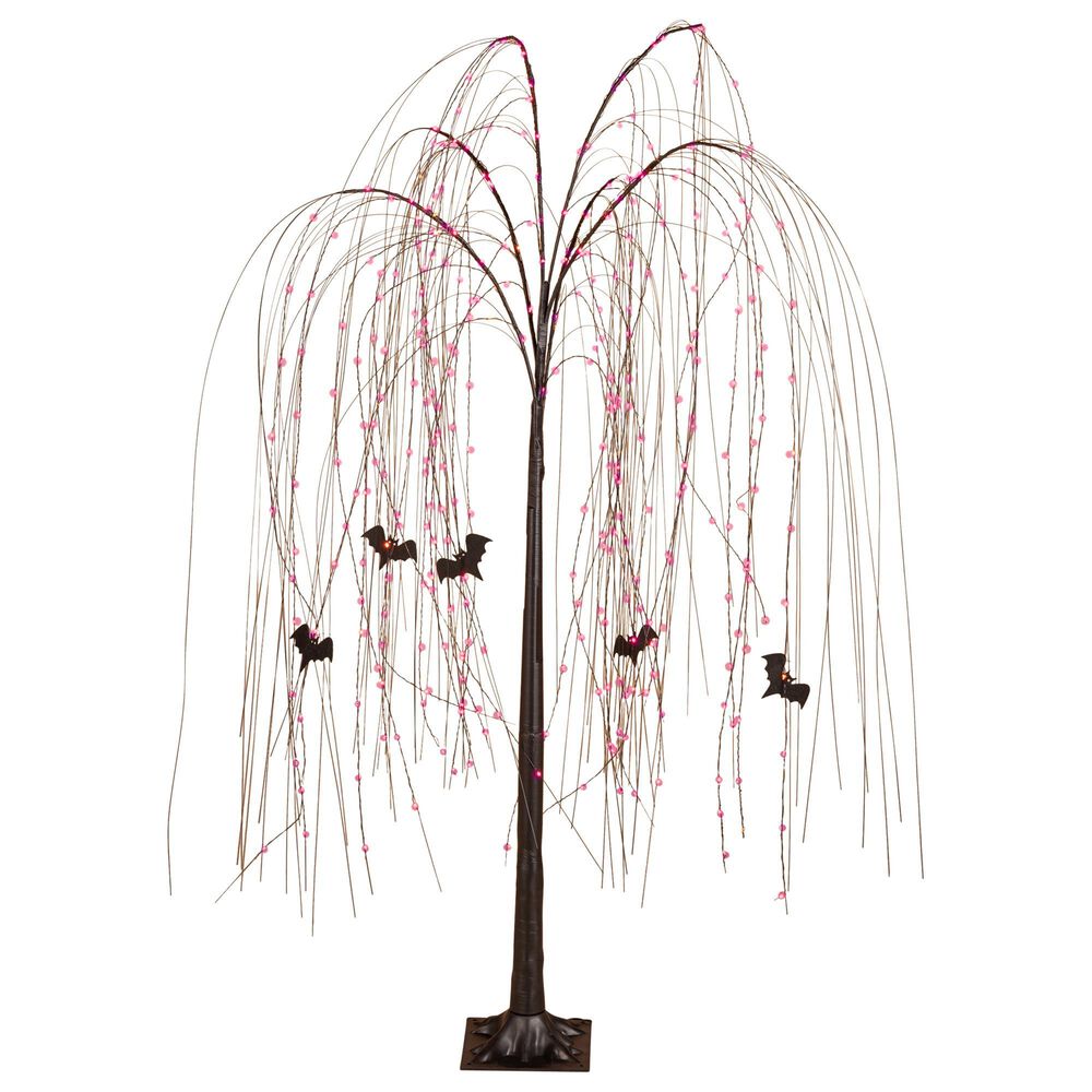 The Gerson Company 5" Willow Tree with Bats and Dual Color Lights in Black, , large