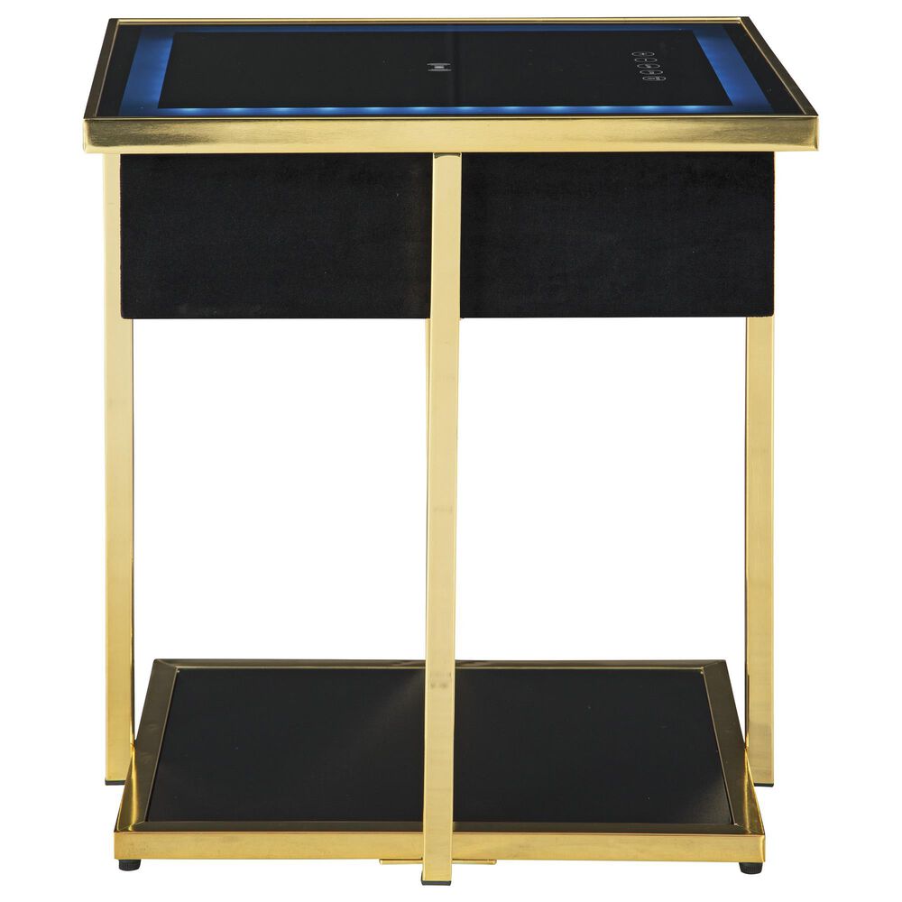 Ashley Rexwell Accent End Table with Speaker in Black and Gold, , large