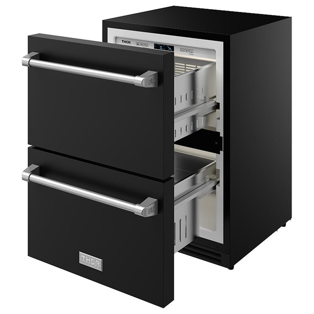 Thor Kitchen Gordon Ramsay 5.4 Cu. Ft. Undercounter Drawer Refrigerator with Stainless Steel Handle Kit in Black, , large