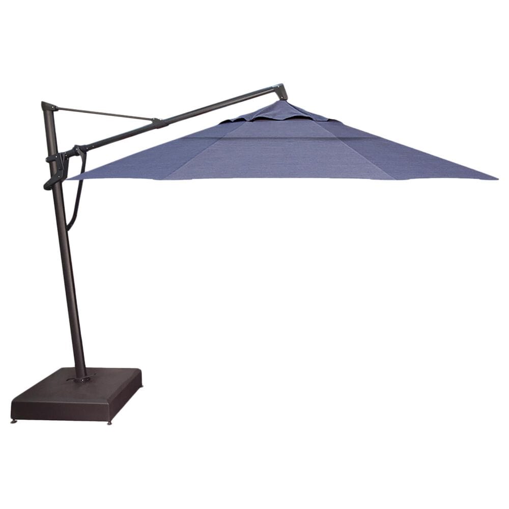 Garden Party 13" Latitude Navy Cantilever Umbrella with Black Base, , large