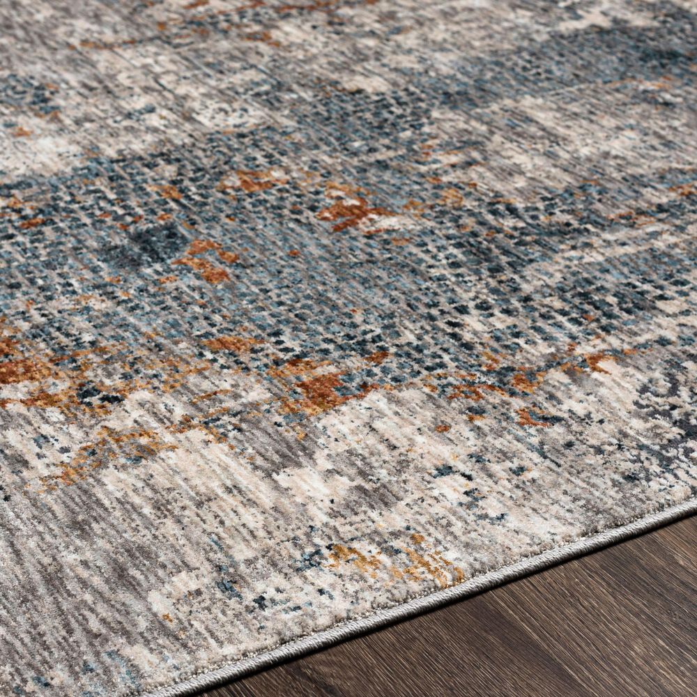 Surya Cardiff CDF-2305 Medium Gray, Light Blue, Mustard, Dark Blue, Dusty Pink and Rust 2'7" x 7'3" Runner, , large