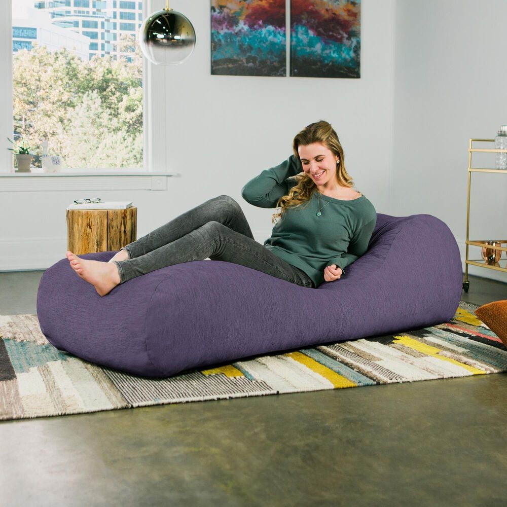 Jaxx Arlo Chaise Lounge Bean Bag Chair in Plum, , large