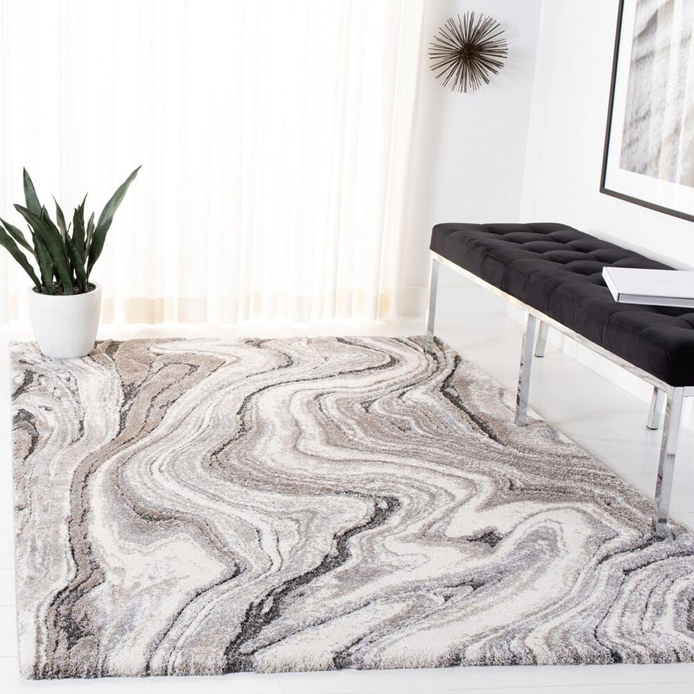 Safavieh Cyrus Shag CYR120G 4&#39;5&quot; x 6&#39;5&quot; Grey and Beige Area Rug, , large