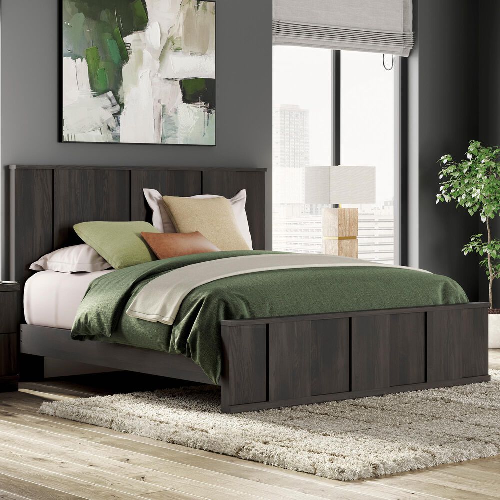 Ashley Shaehartin King Panel Platform Bed in Dark Brown, , large