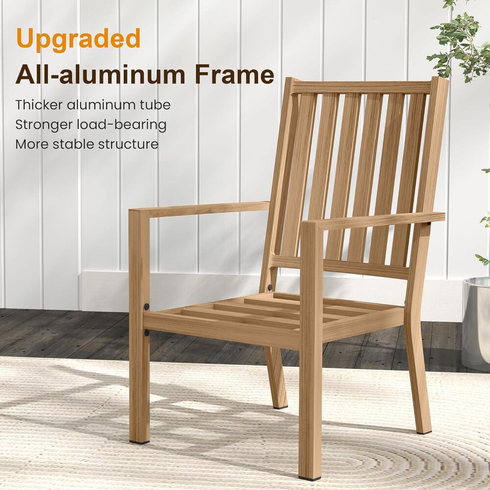 Hearth and Haven Outdoor All-Weather Aluminum Dining Chair in Gray (Set of 2), , large