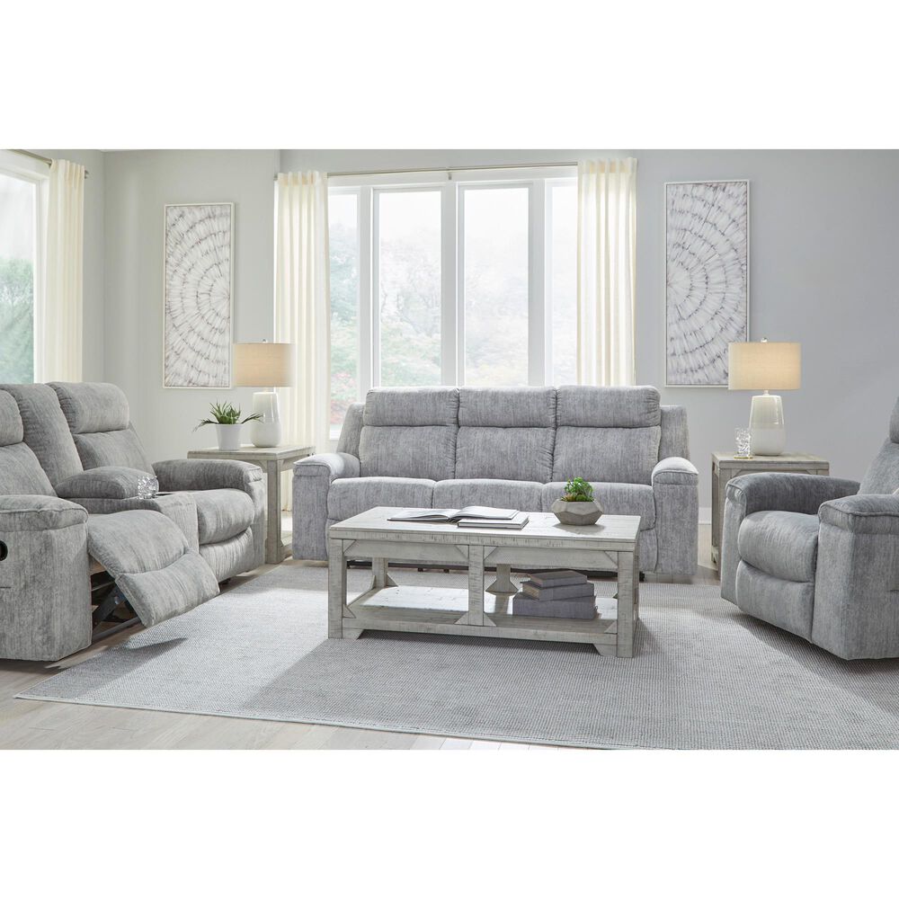 Ashley Buntington Manual Reclining Sofa in Pewter, , large