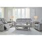 Ashley Buntington Manual Reclining Sofa in Pewter, , large