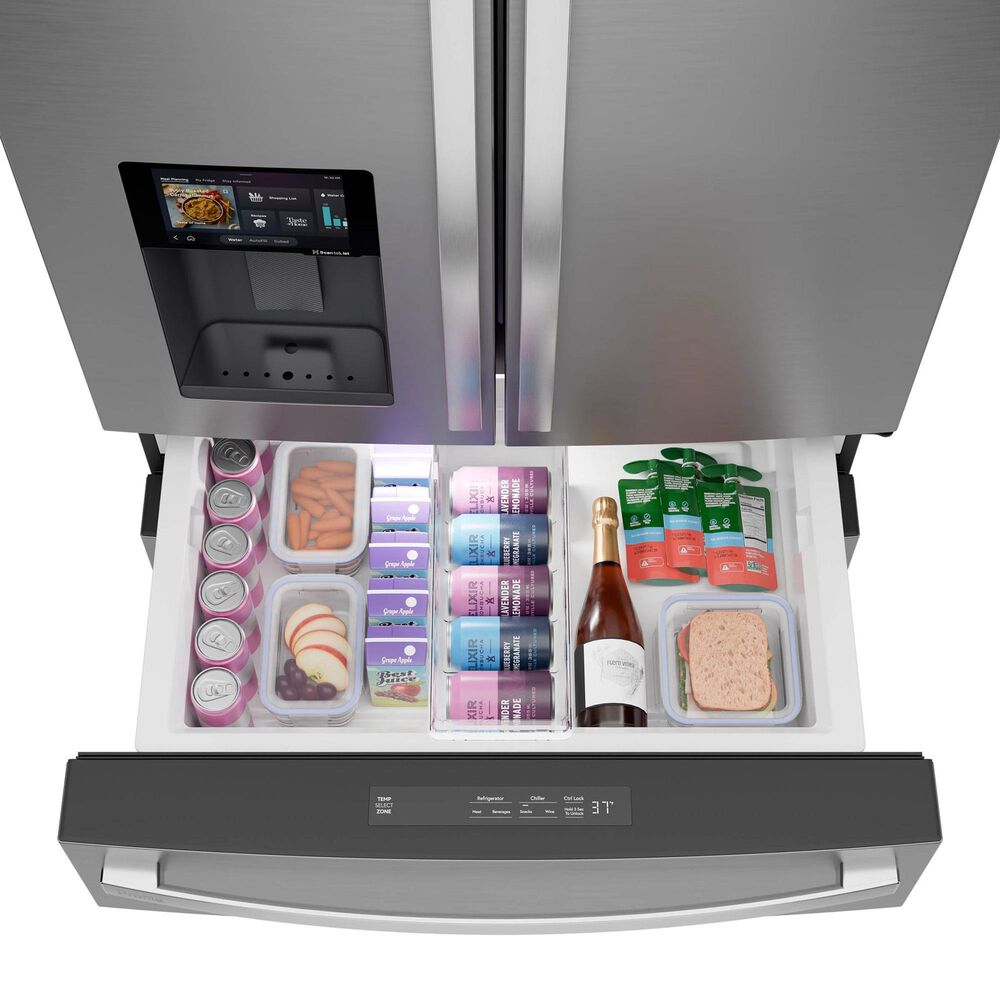 GE Profile 22.4 Cu. Ft. Smart Counter-Depth 4-Door French-Door Refrigerator with Kitchen Assistant in Fingerprint Resistant Stainless Steel, , large