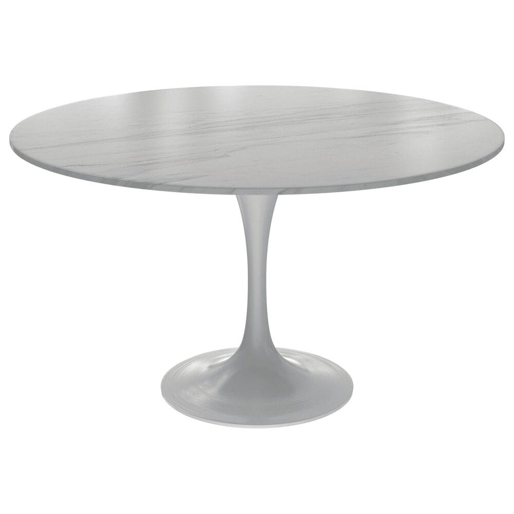 Leisuremod Verve 48" Round Dining Table with Sintered Stone Top in White - Table Only, , large