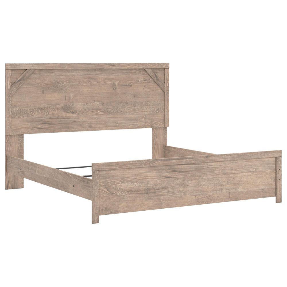 Ashley Senniberg King Panel Bed in Light Brown and White, , large