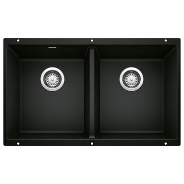 Blanco Precis Equal Double Bowl Kitchen Sink in Coal Black, , large