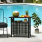 Hearth and Haven Patio Bar Table with Cabinet in Mixed Gray, , large