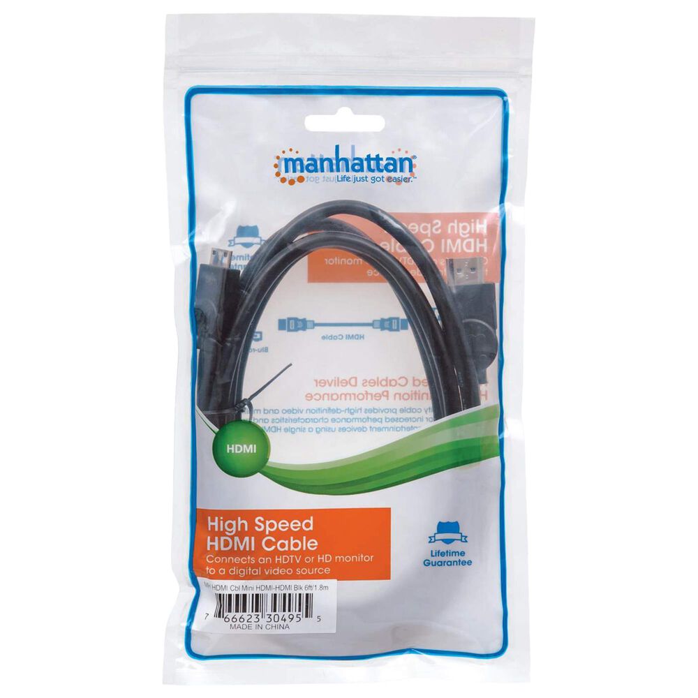 Manhattan 6&#39; High Speed HDMI to Mini HDMI in Black, , large