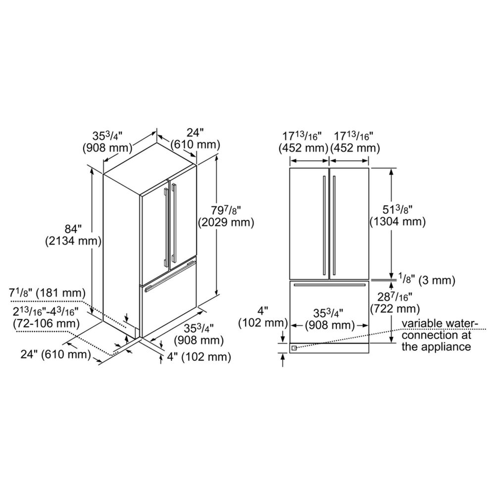 Bosch Benchmark 36" BuiltIn French Door Refrigerator in Stainless Steel Nebraska Furniture Mart