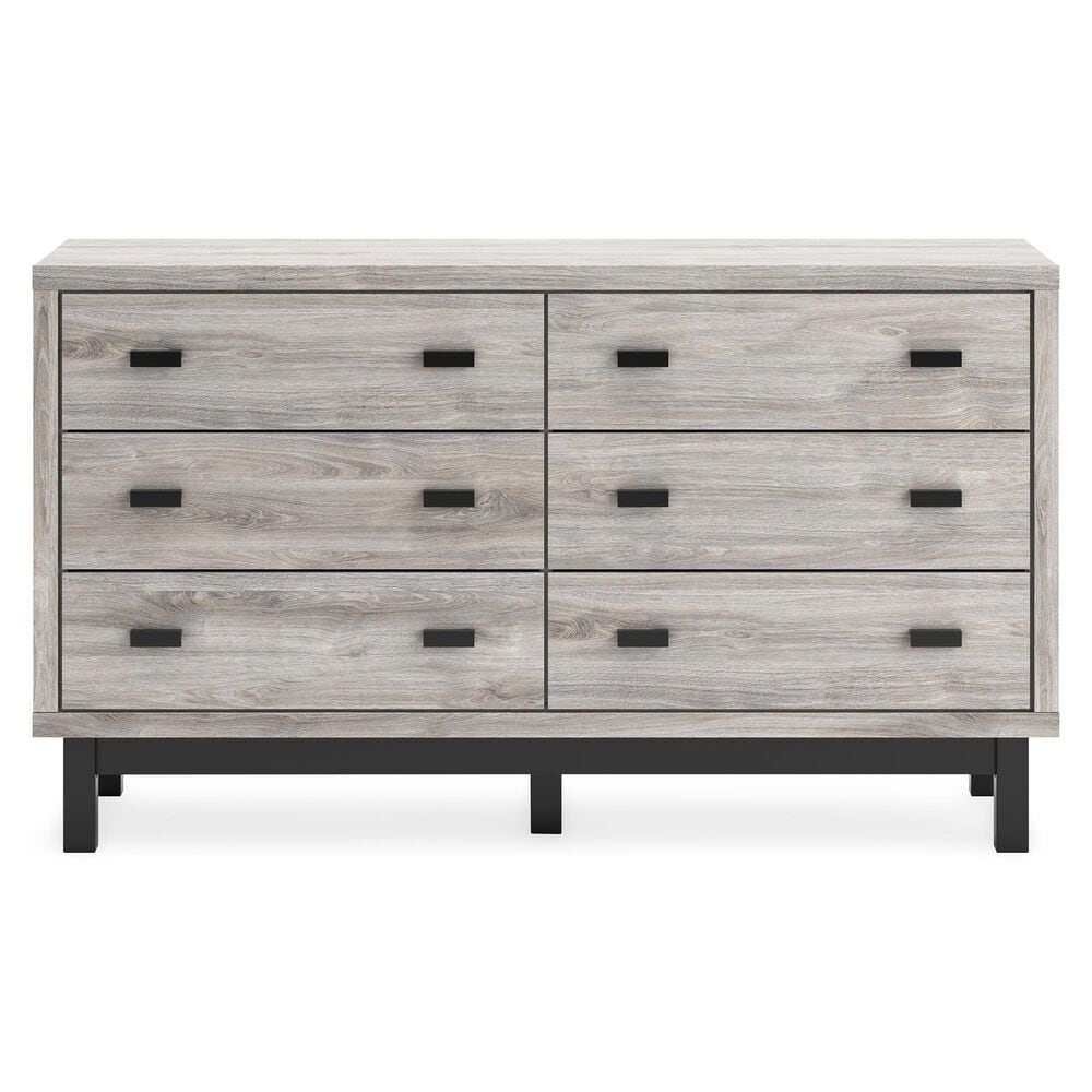 Ashley Vessalli 6-Drawer Dresser in Light Gray and Matte Black, , large