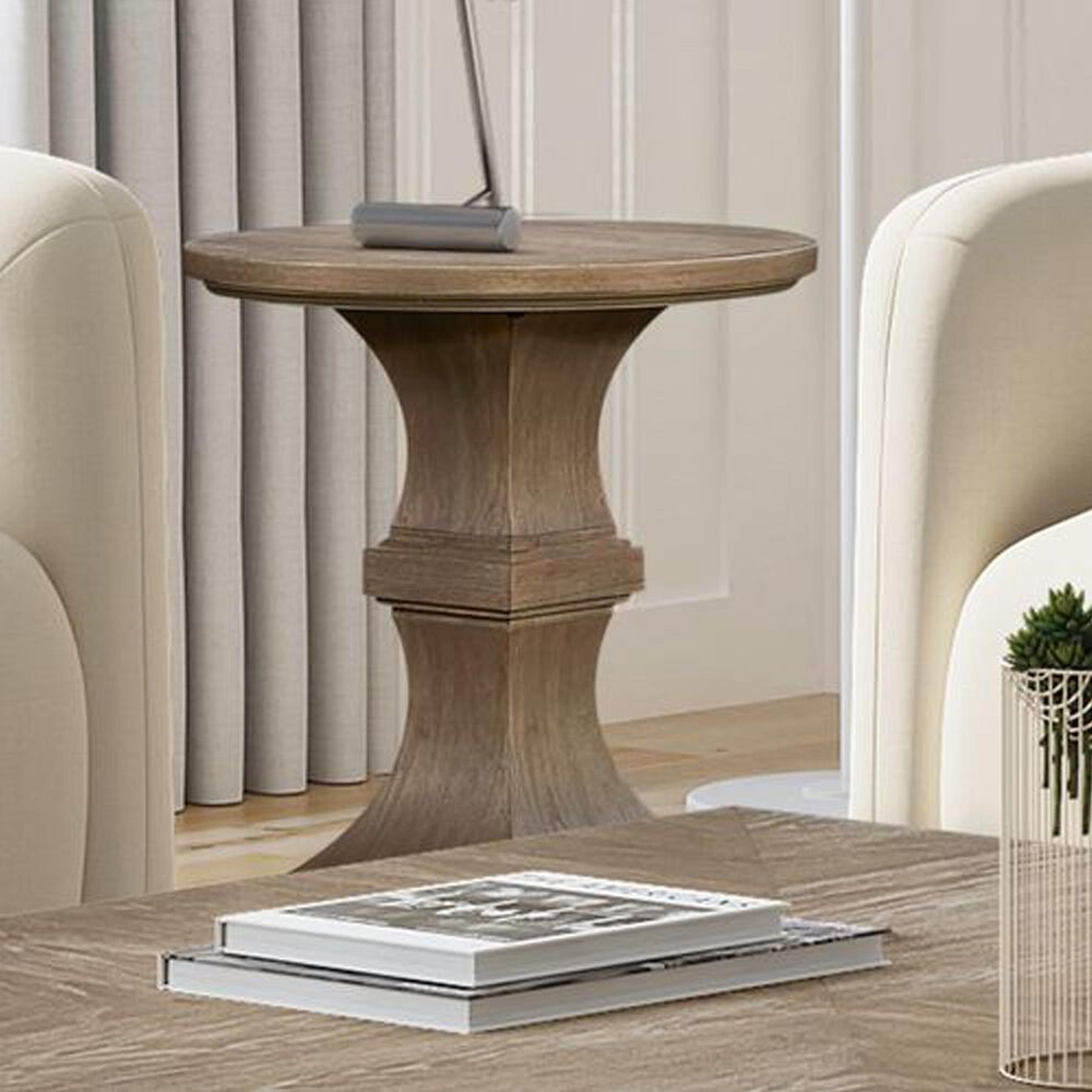 Belle Furnishings Artisan Home Round Chairside Table in Sienna Stone, , large