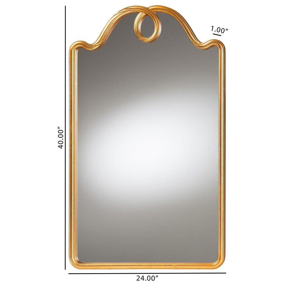 Baxton Studio Eara Wall Mirror with Decorative Top in Gold, , large