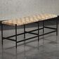 Sunpan Trading & Importing Omari Bench with Light Tan Leather Seat in Black, , large
