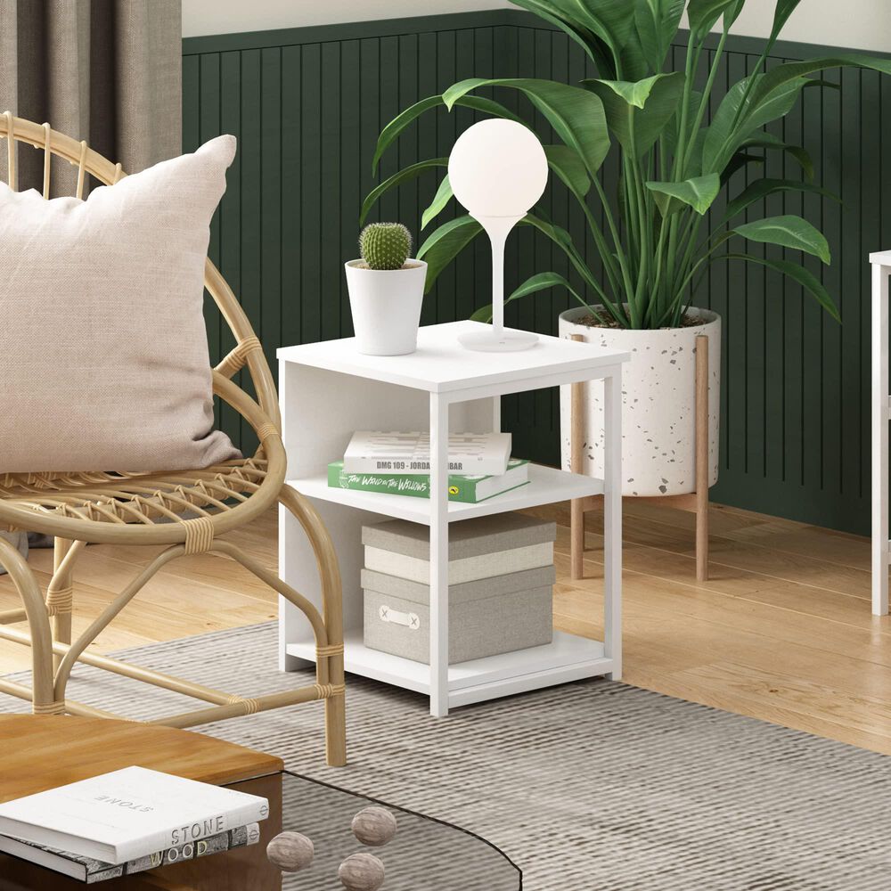 HOMLUX Camnus 3-Tier End Table in White, , large