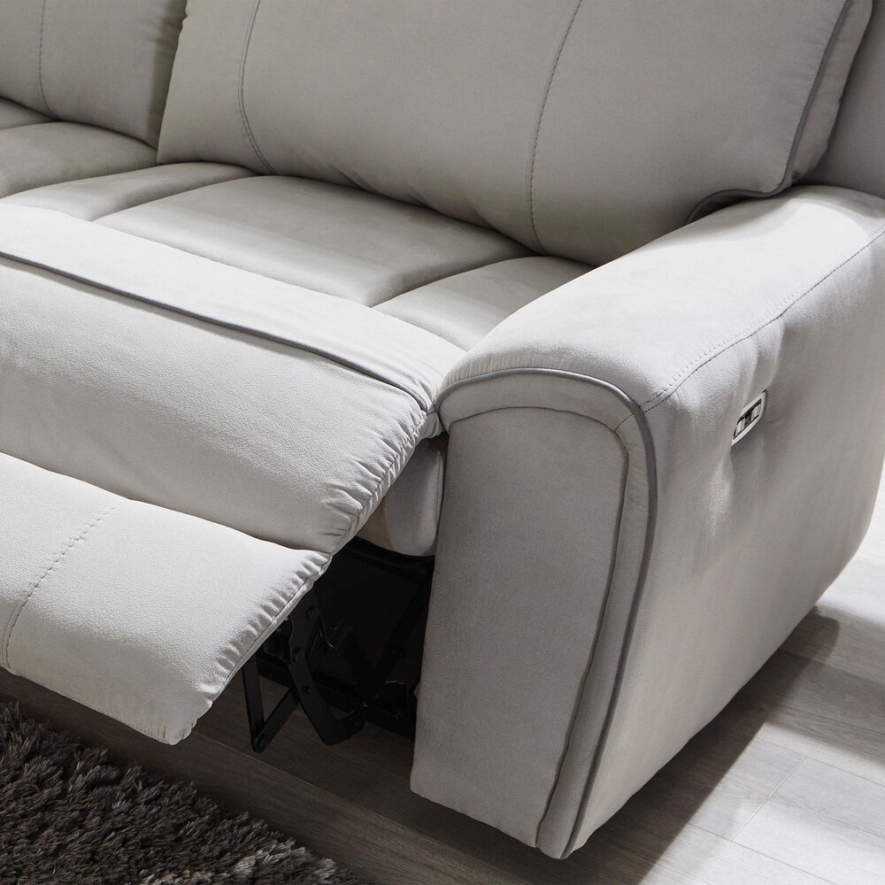 Ashley Social Pointe 6-Piece Power Reversible Reclining Sectional with Two Armless Chairs in Pearl and Ash, , large