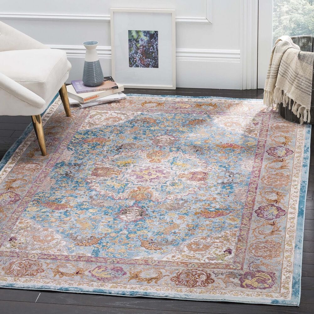 Safavieh Aria 9&#39; x 12&#39; Blue and Orange Area Rug, , large