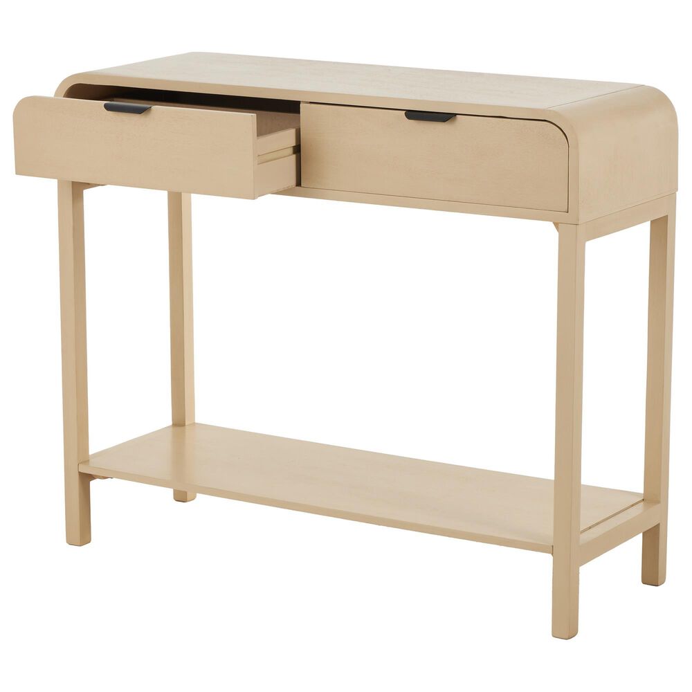 Maple and Jade 2-Drawer Console Table with Black Handles in Beige, , large