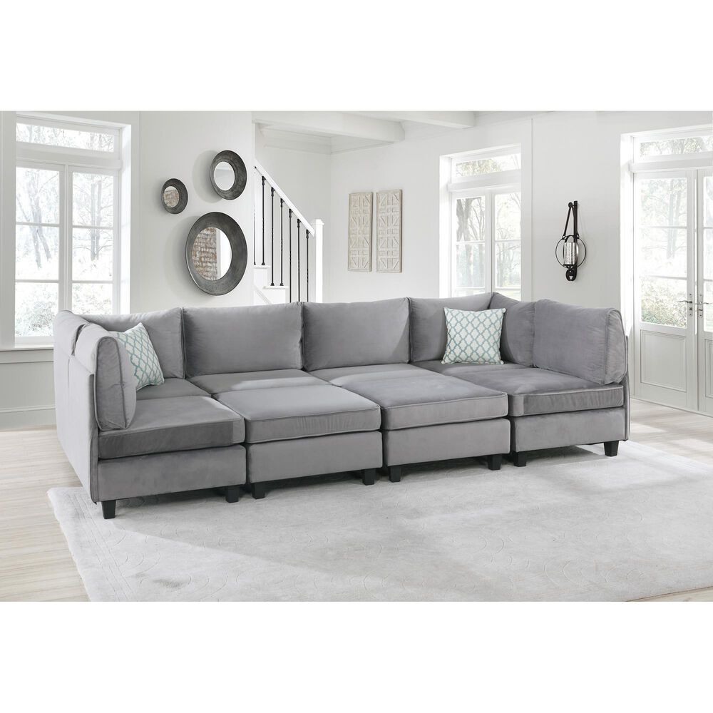 Lilola Home Zelmira Ottoman in Gray, , large