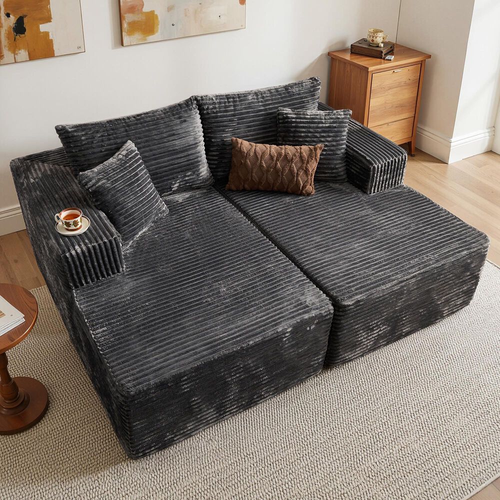 HOMLUX Sectional Sofa,  with High-Density Foam, Standard Plush Couch in Grey, , large