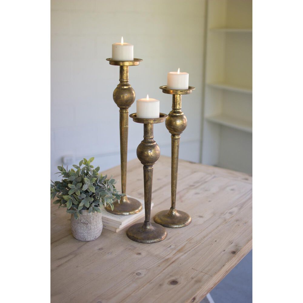 Kalalou Candle Holder in Antique Brass &#40;Set of 3&#41;, , large