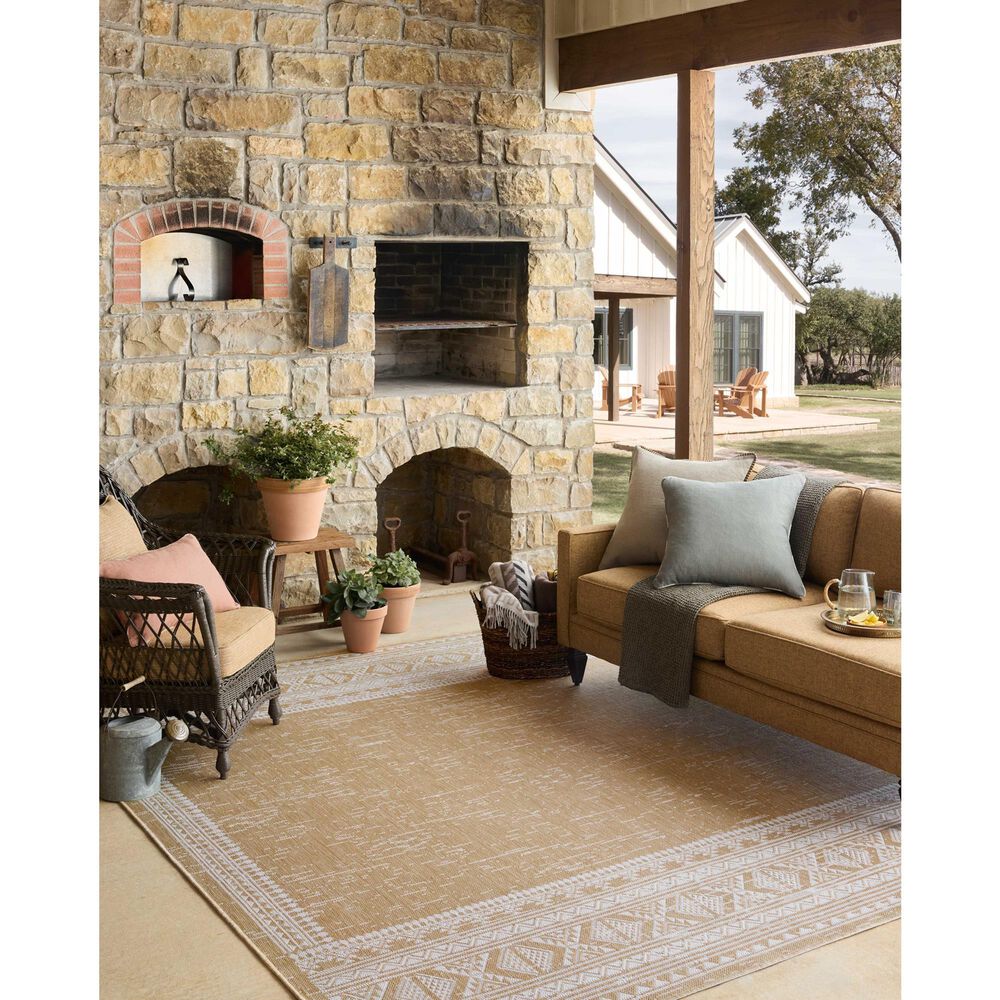 Loloi Easton Ivory and Wheat 7&#39;10&quot; x 10&#39; Indoor/Outdoor Area Rug, , large