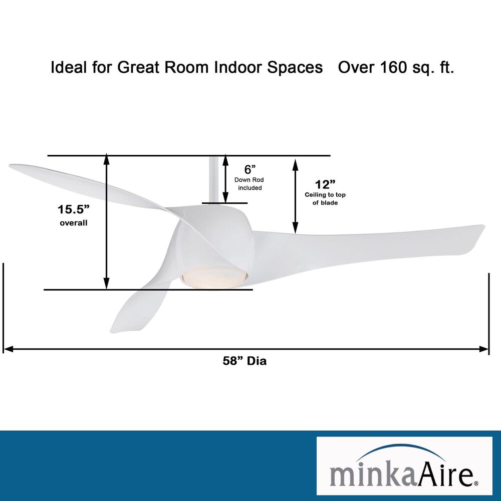 Minka-Aire Artemis 58" Smart Celling Fan with LED Light in White, , large