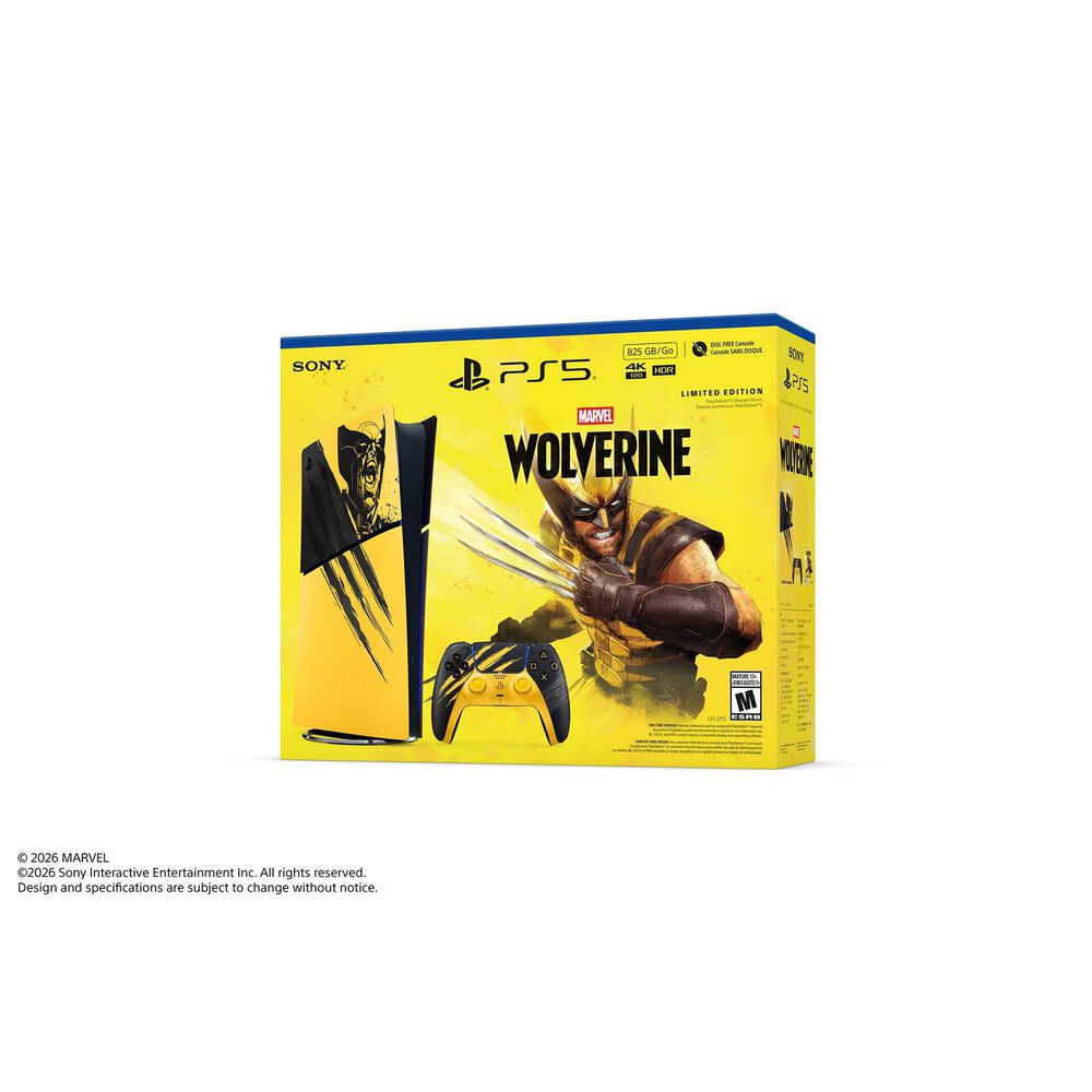 Sony PlayStation5 Digital Edition  Marvel's Wolverine Battle Yellow Limited Edition Bundle, , large